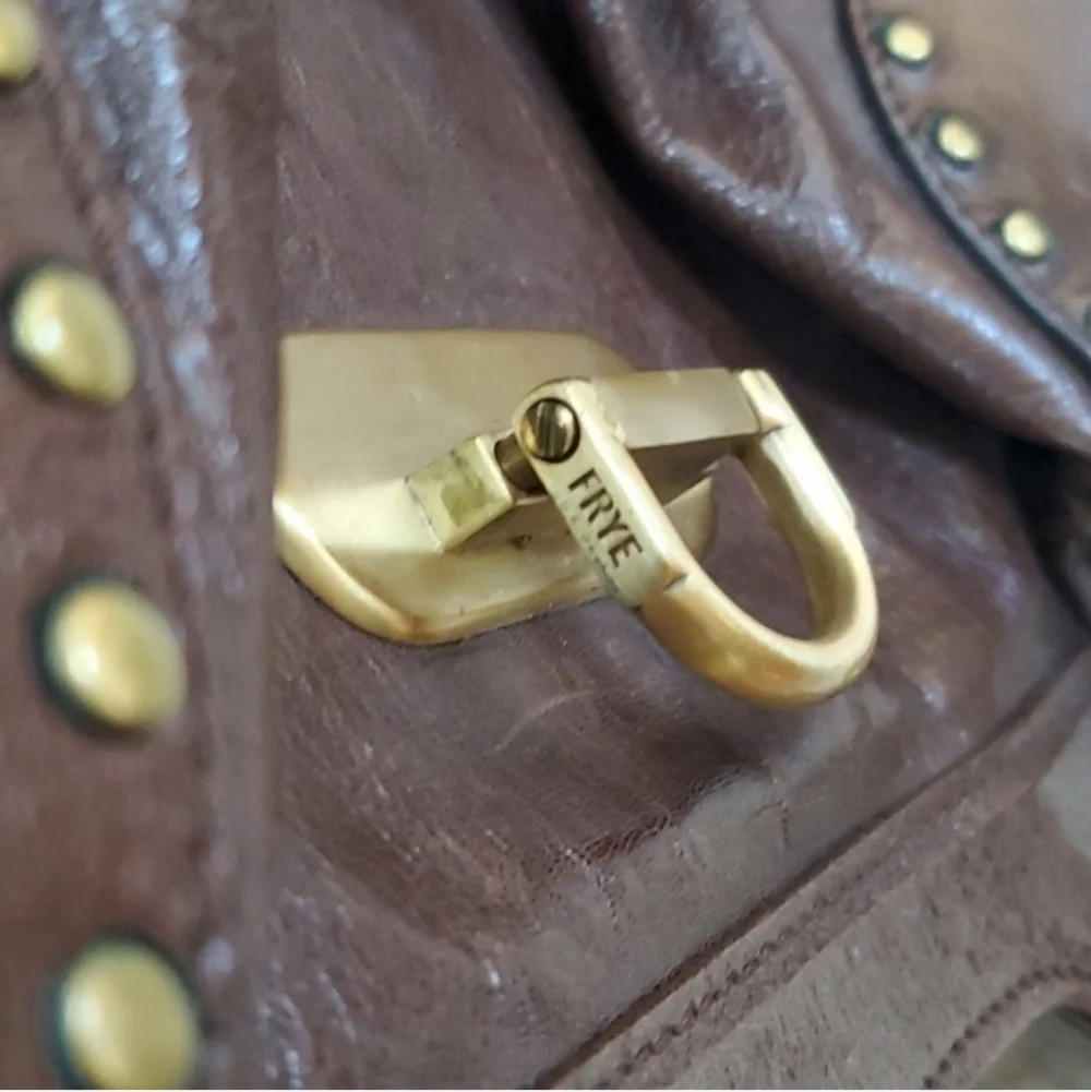 Frye large pleated stud satchel